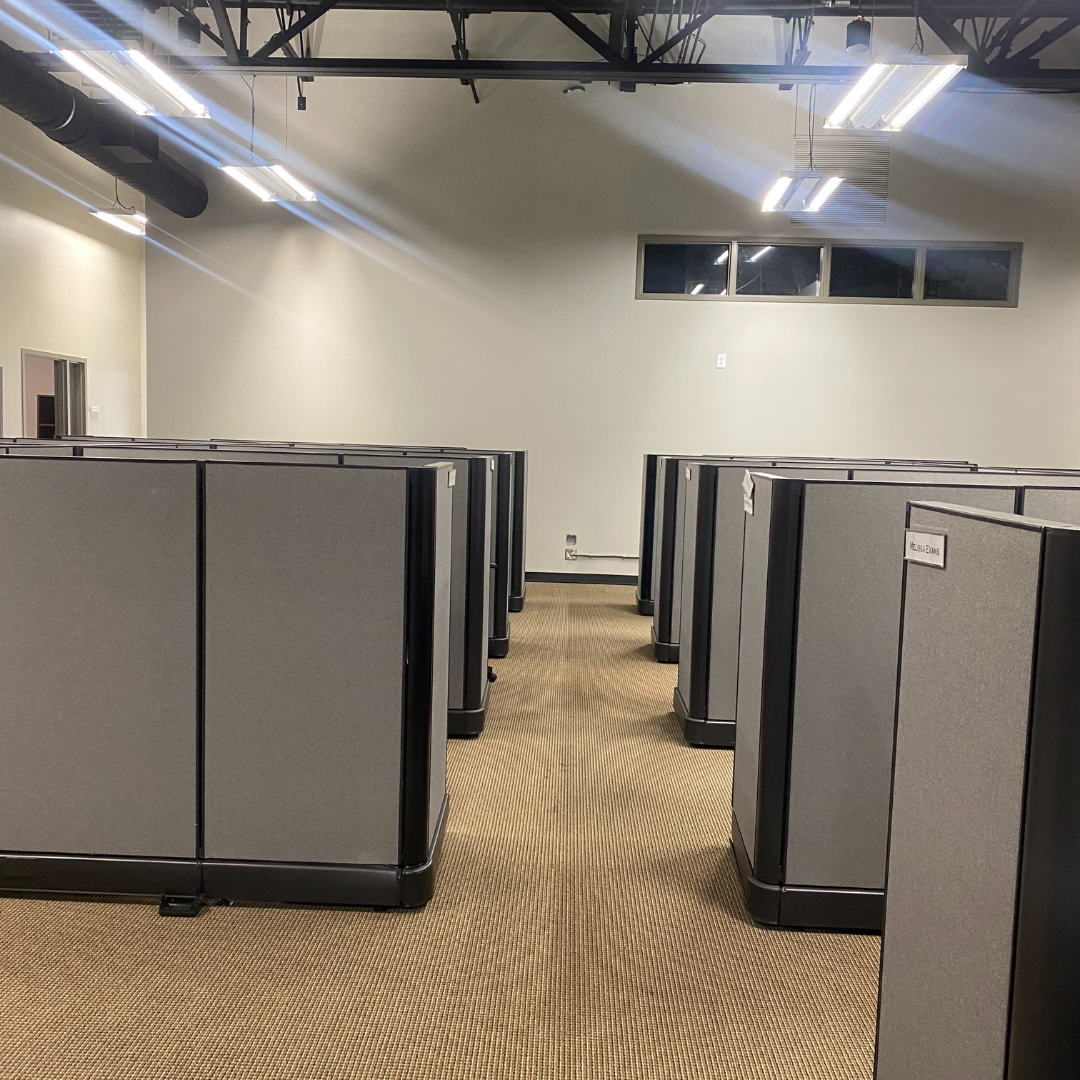 Used cubicle system with privacy panels and desks, Morrisville NC