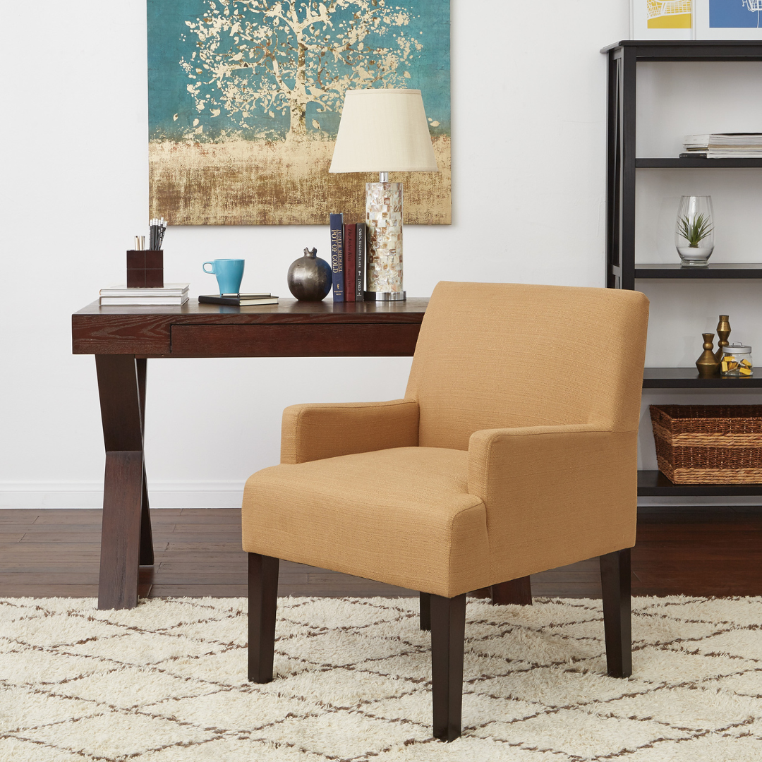 Main Street Guest Chair by WorkSmart in Brown fabric, shown in an office setting
