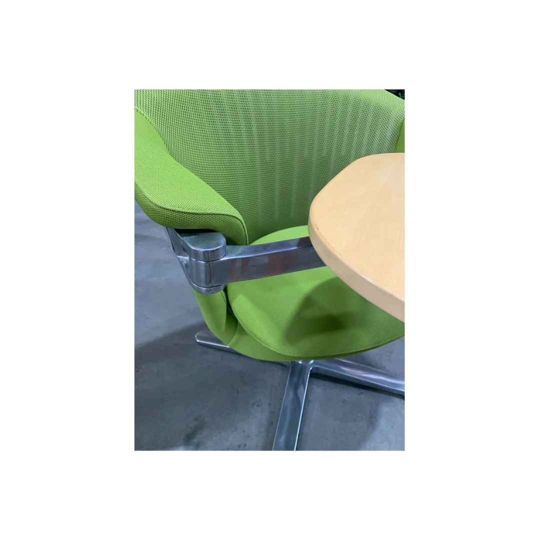 close up of light wood tablet arm on collaborative lounge chair