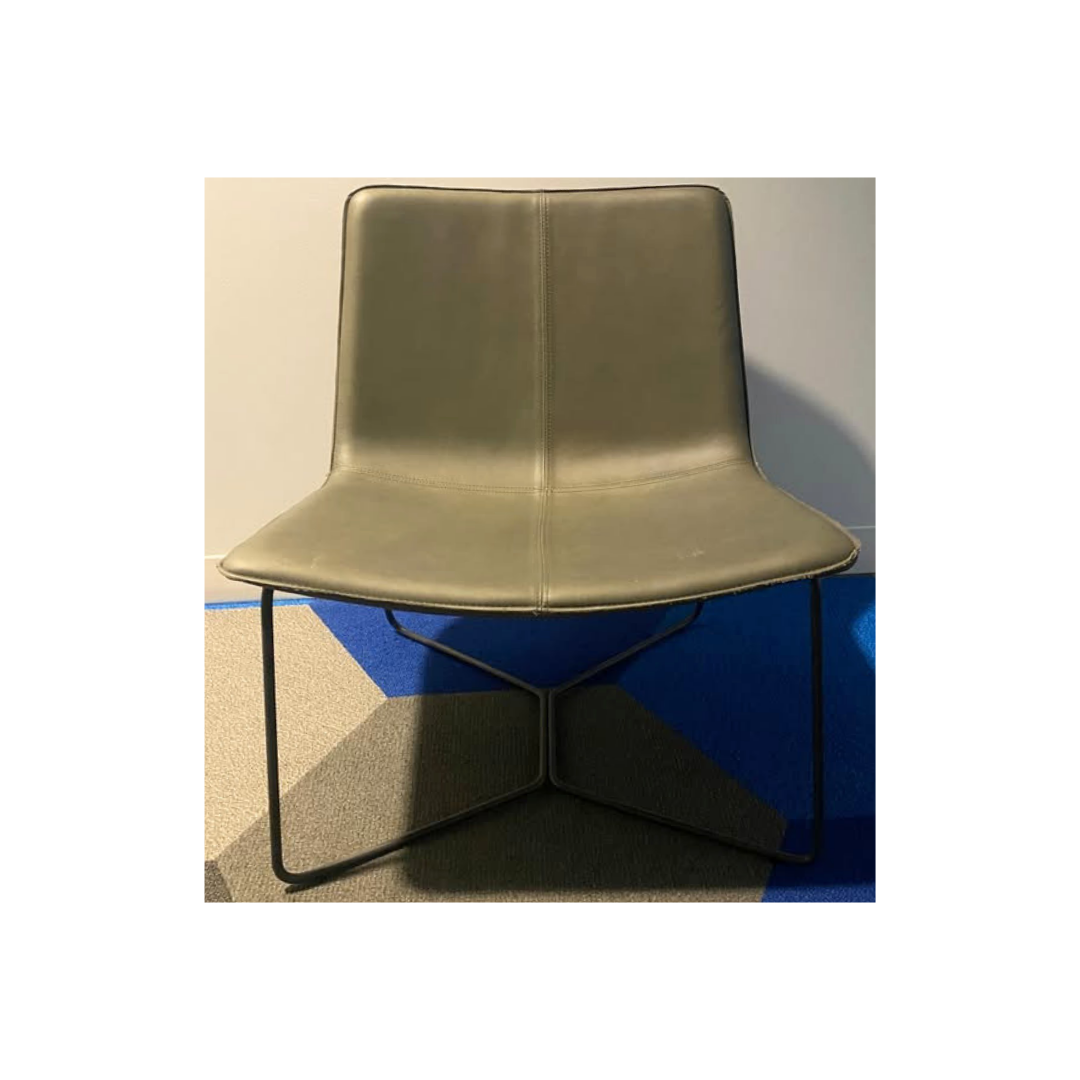 West Elm Slope Lounge Chair | Fog Sierra Leather | Dynamic Office Services | Raleigh, NC