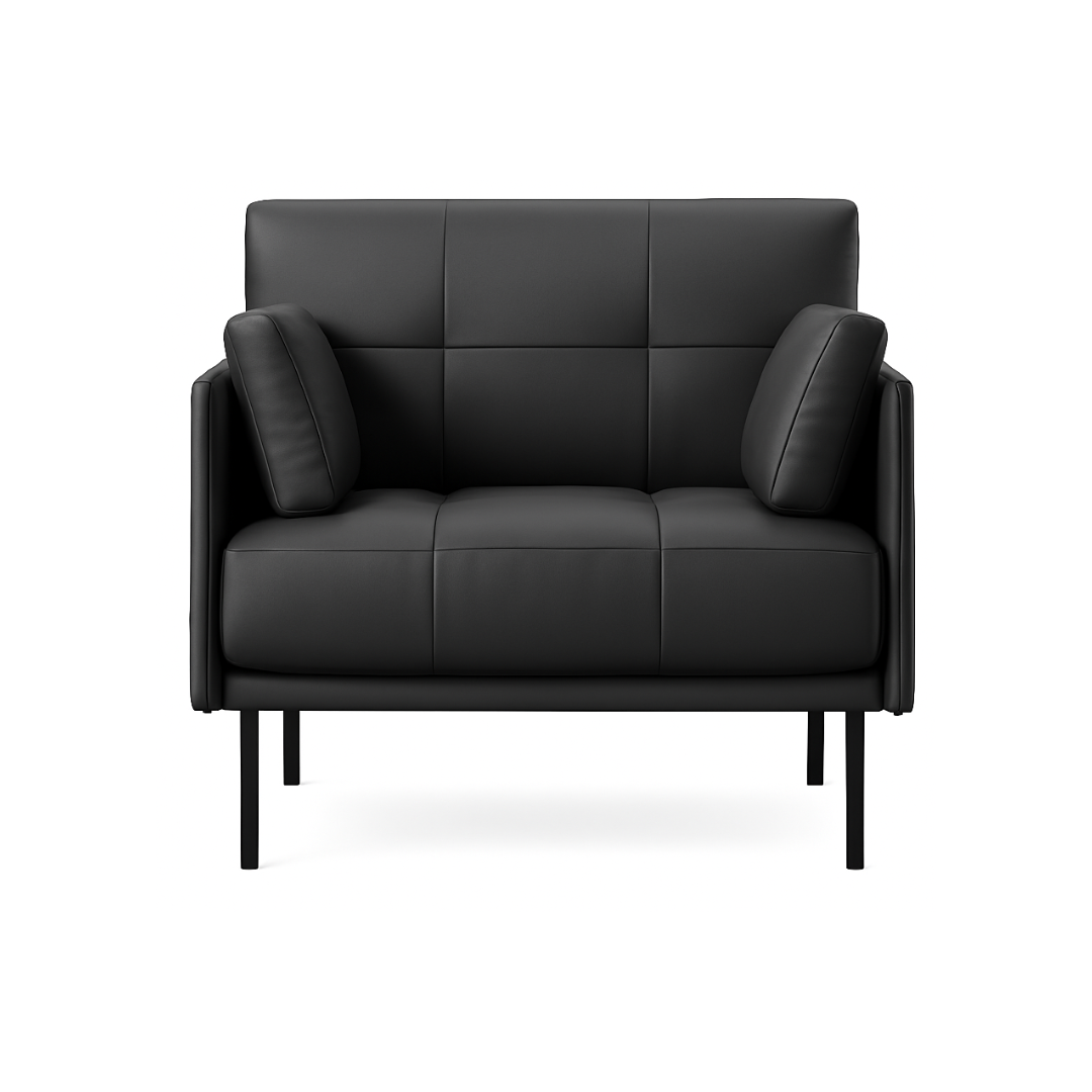 Modern office lounge chair with square tufted back and arms