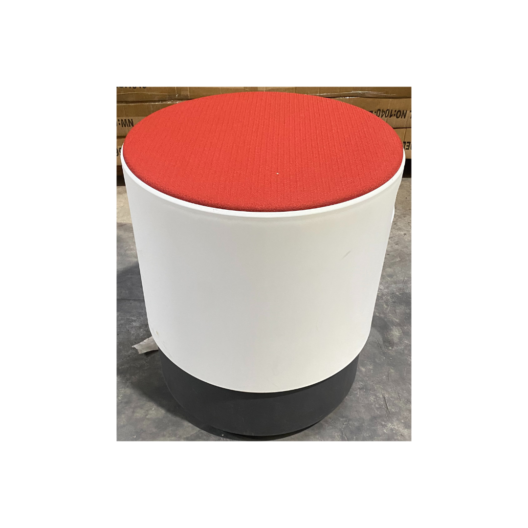 Compact Turnstone Buoy perch stool in white and charcoal with grab handle, supportive active seating for offices and classrooms in the Triangle area