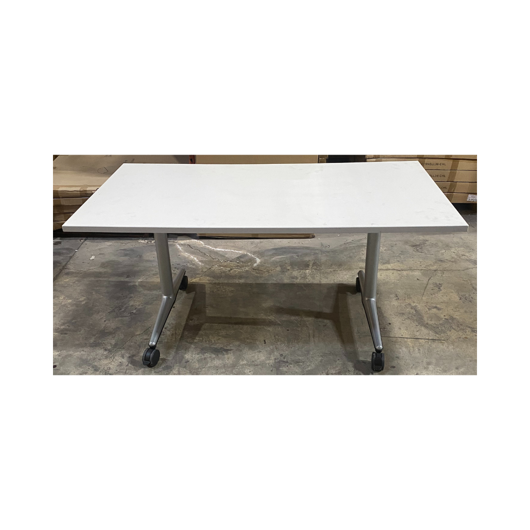 Coalesse rectangular training table on locking wheels for office or classroom use