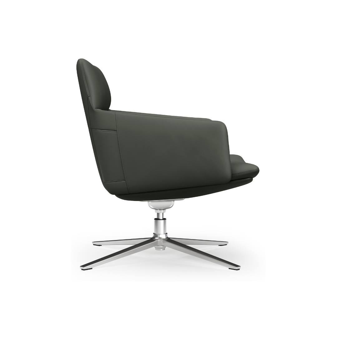 SoMa swivel chair in gray with clean lines and comfortable