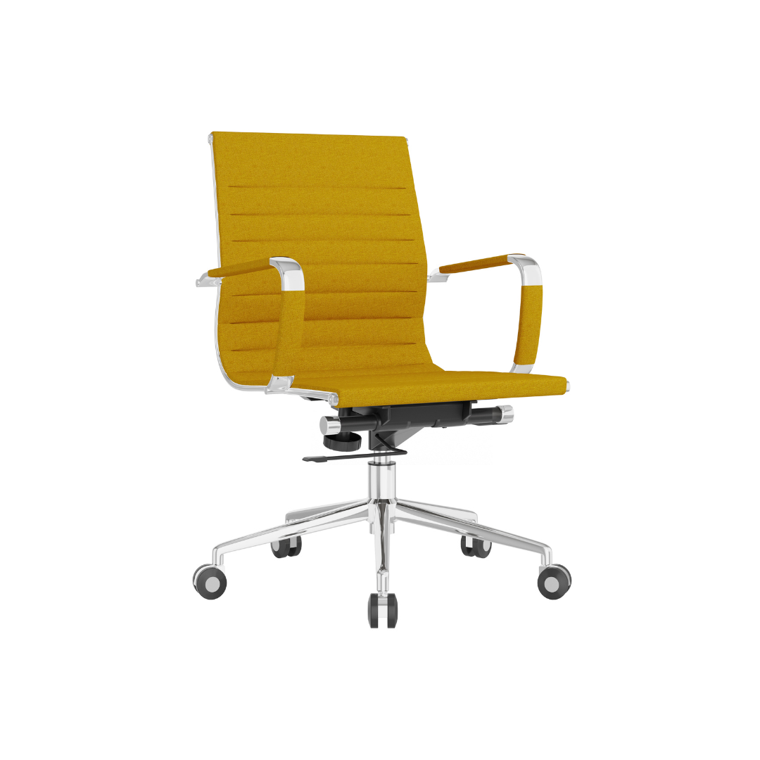 Golden yellow task chair designed for modern offices, conference rooms, and collaborative workspaces