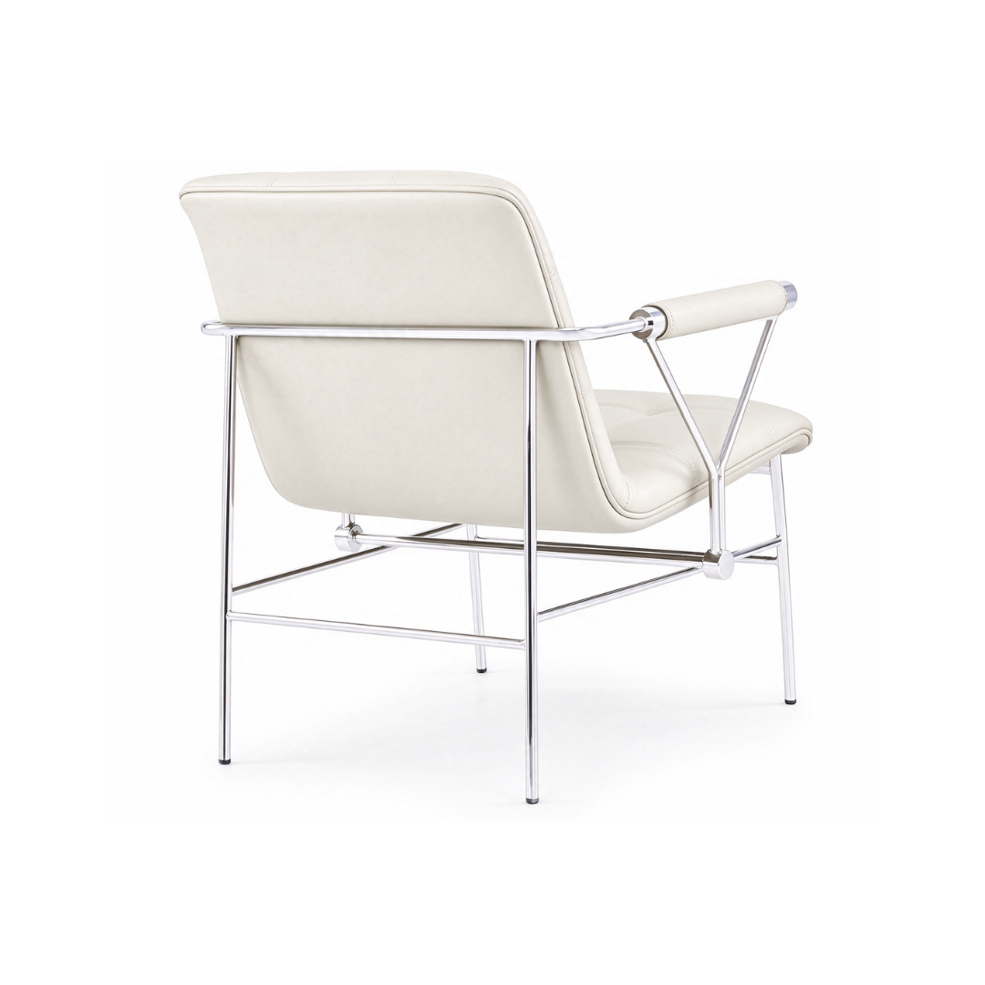 Napa contemporary office guest chair in ivory with a sleek chrome frame and upholstered back, available from Dynamic Office Services serving Raleigh and the Triangle.