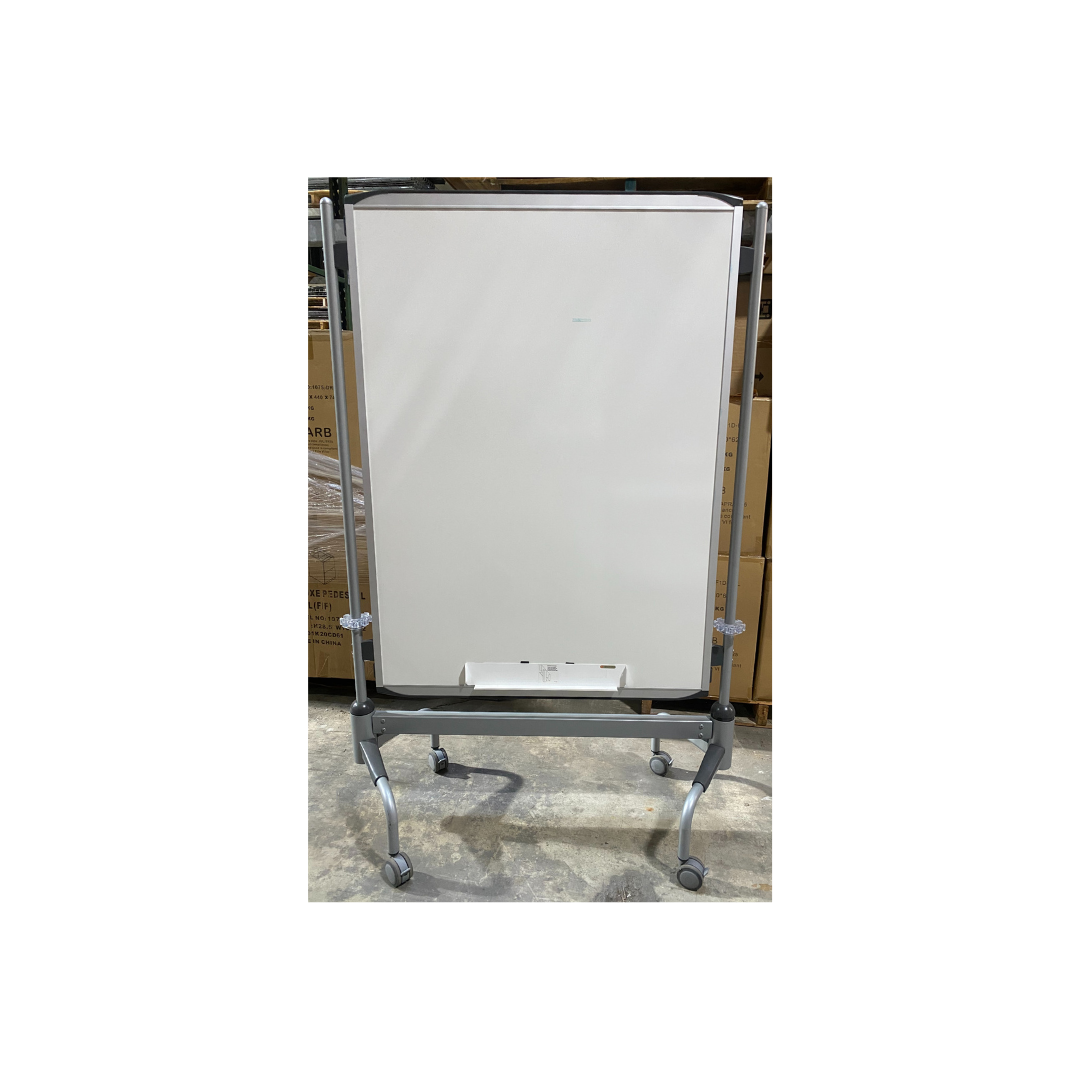 Mobile Whiteboard on rolling casters with gray frame
