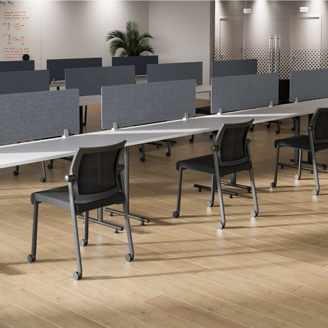 PET felt desk privacy screen mounted