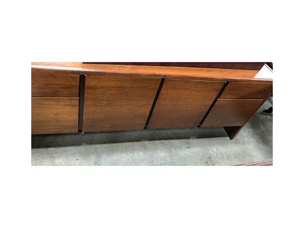 Matching Steelcase credenza with storage drawers and polished wood finish