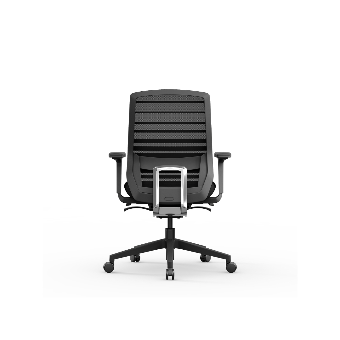 Modern mesh office chair with adjustable arms, lumbar support, and tilt lock for home offices and professional workspaces.