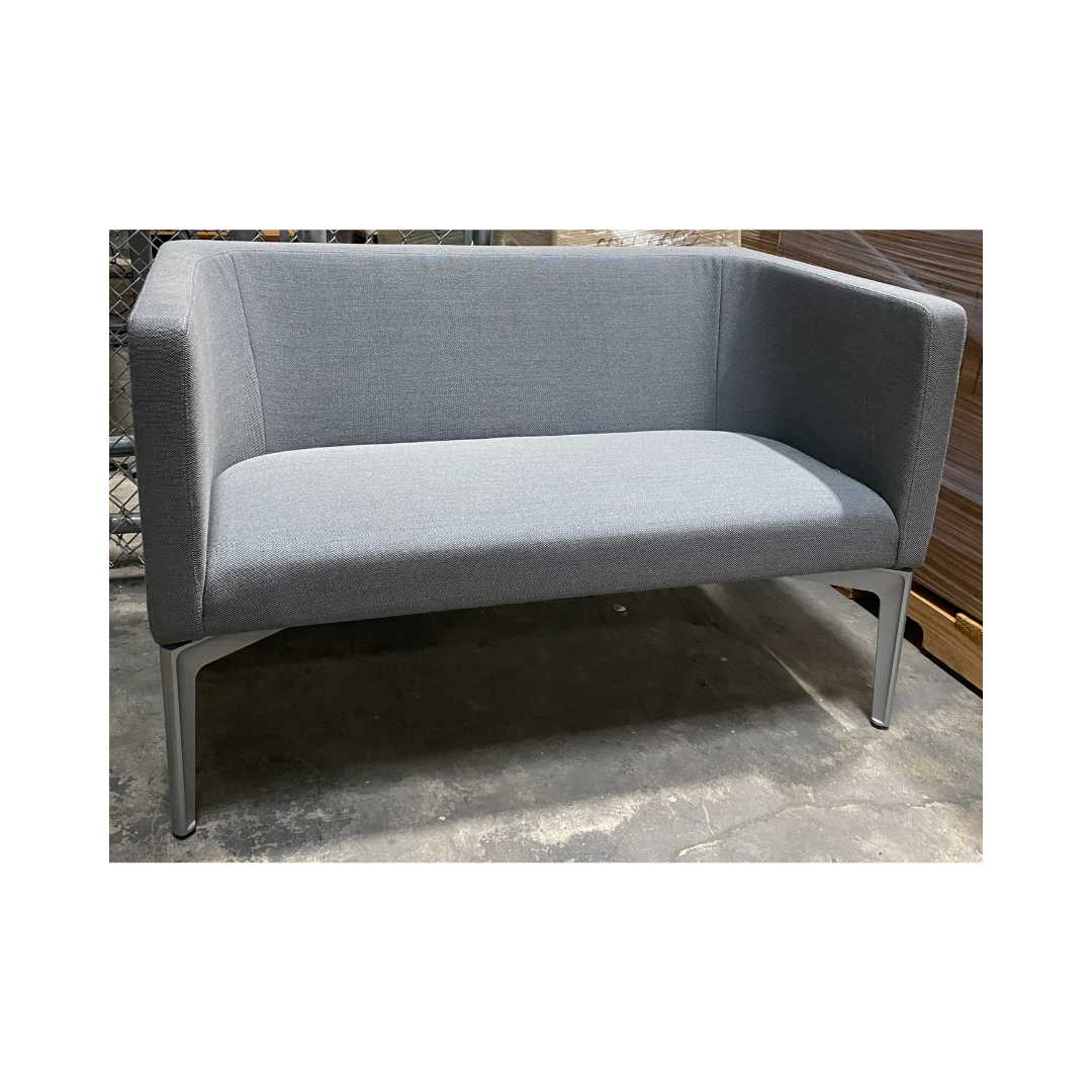 Steelcase Turnstone Rumble Loveseat in gray upholstery.  A sleek and durable seating solution for collaborative workspaces and modern office interiors.  Available in the Triangle area.