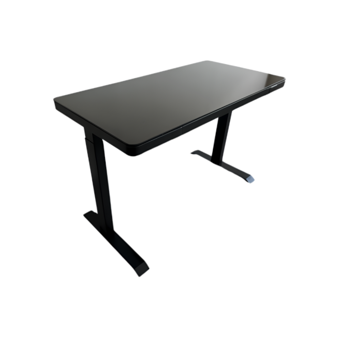 Glass Top Height Adjustable Desk in Black