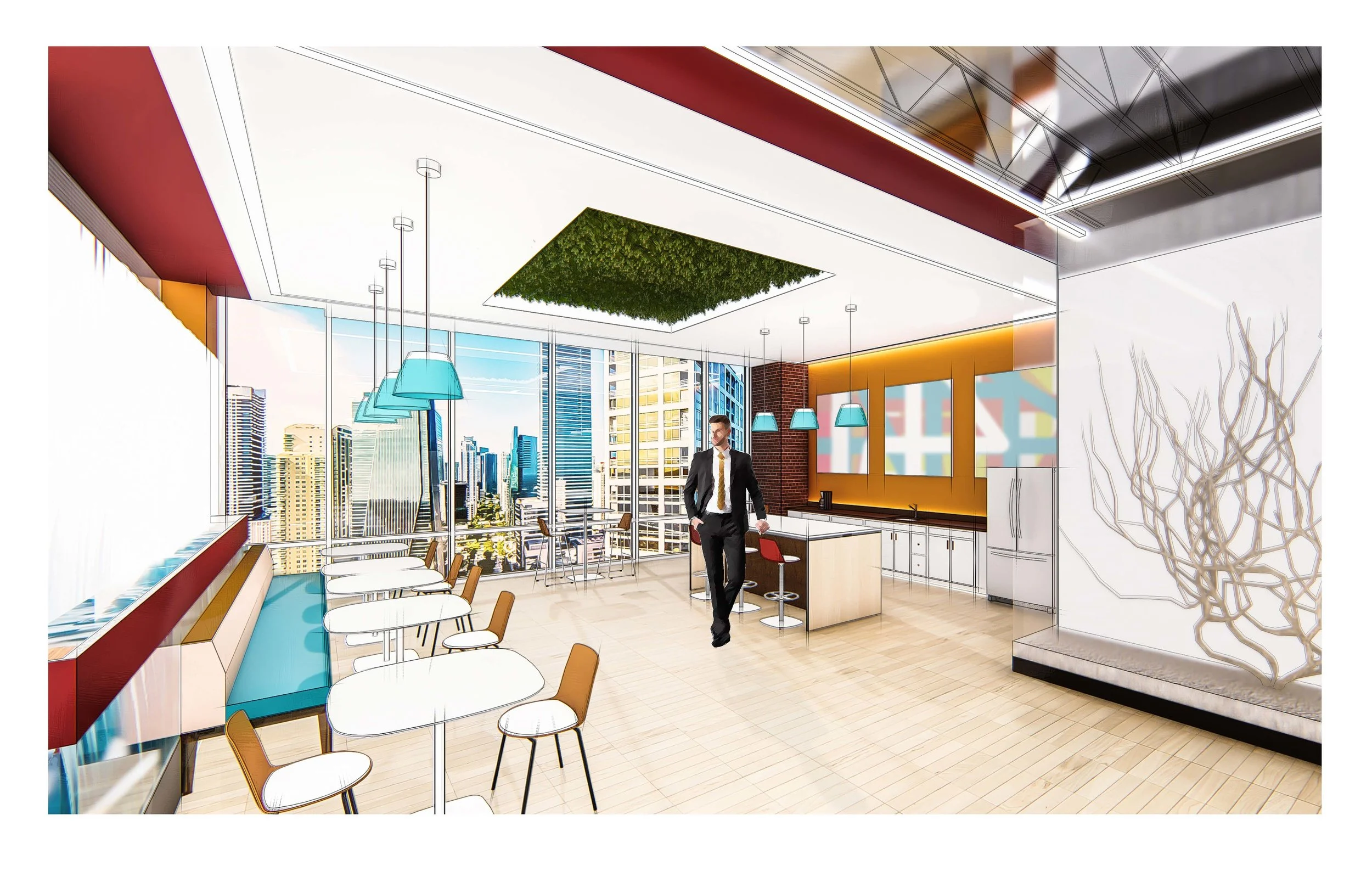 An office design project for an Interior Design firm relocating to Brickell Miami. The site is within a high rise building on the 15 and 16th floors. IIDA Student Corporate Award