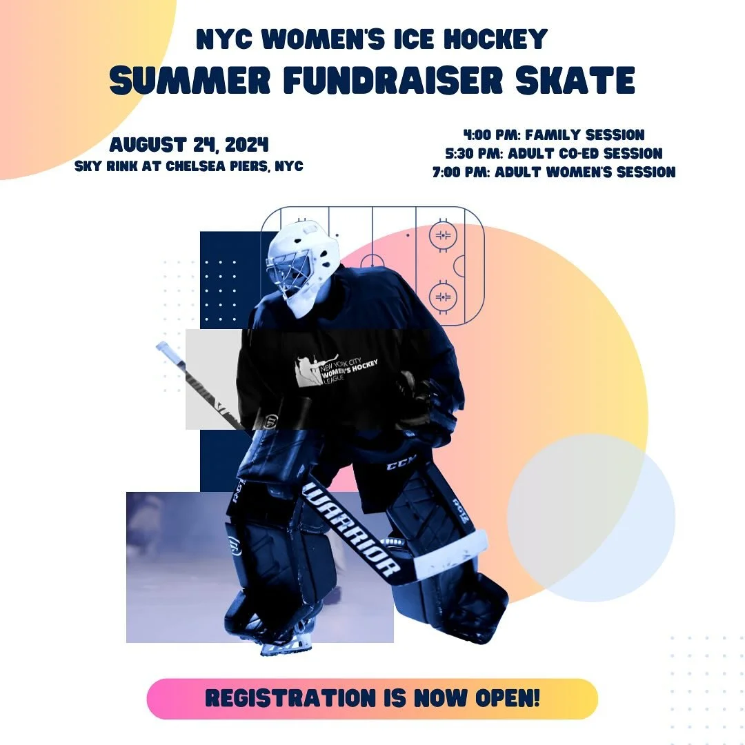 Registration is NOW open for our @nycwhockey Fundraiser Skates at Chelsea Piers on August 24th. Come play, cheer, and get ready for a fun evening! Registration link in bio! Have questions? Feel free to DM us. 

#womenshockey