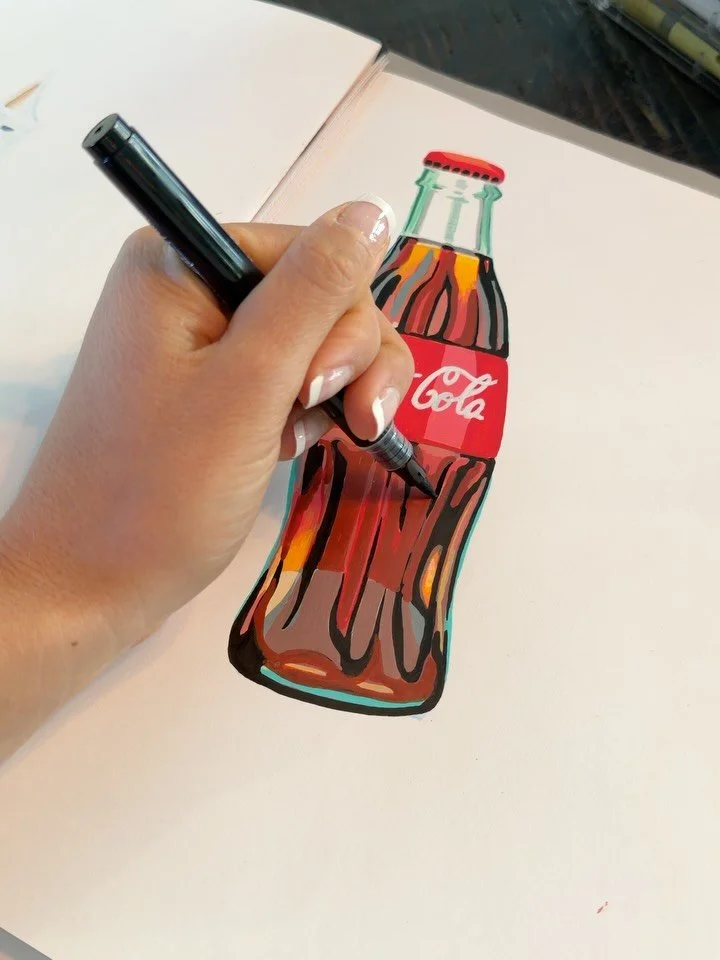 &ldquo;She sips the Coca-Cola&rdquo; :) acrylic marker sketch to start the day :) #cocacola #acrylic #marker @cocacola