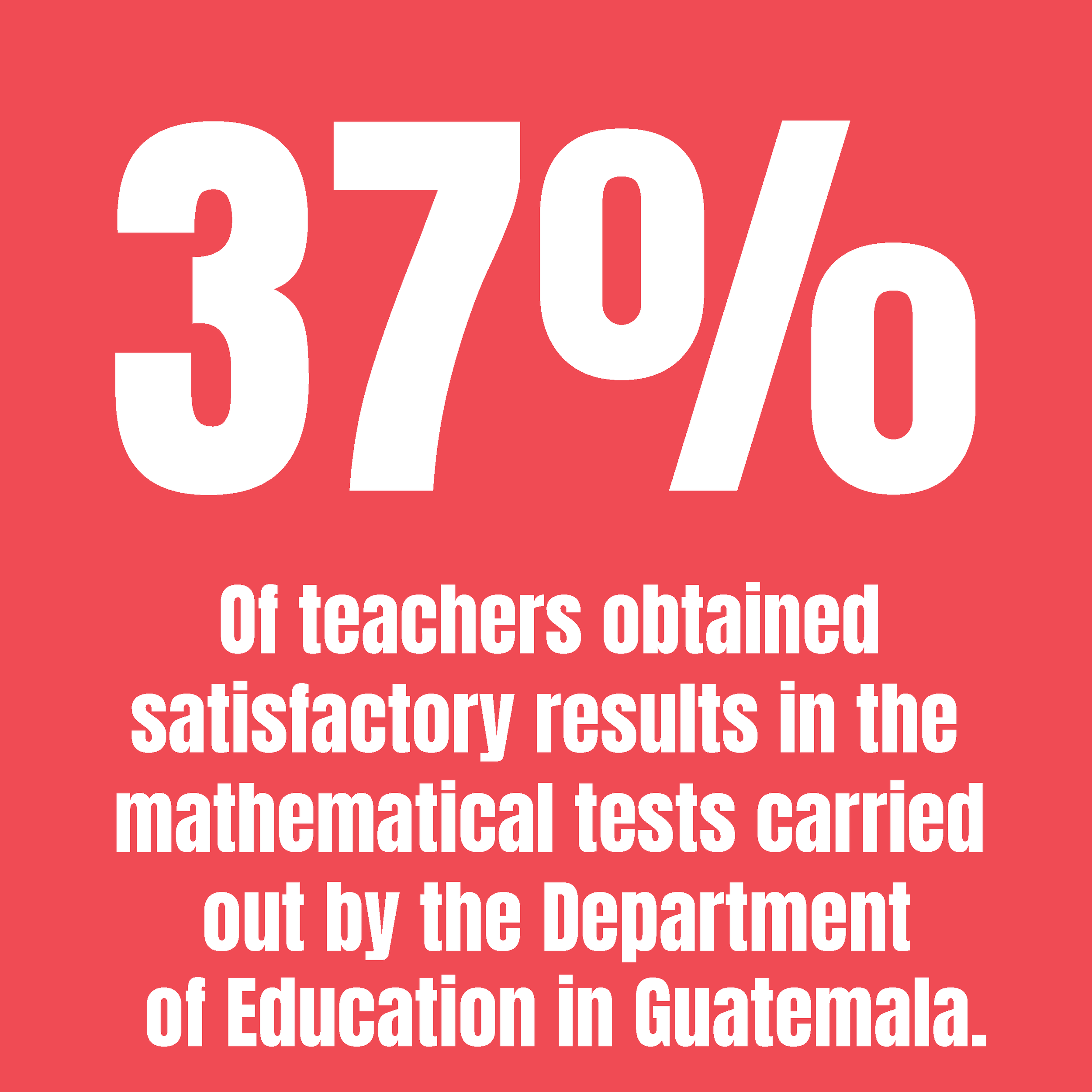  Out of all applicants to current elementary school job openings, only 51% obtained satisfactory results in reading and 37 in math. 