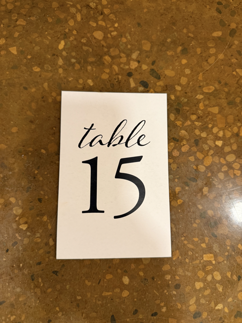 White Table Number Cards (Times New Roman)