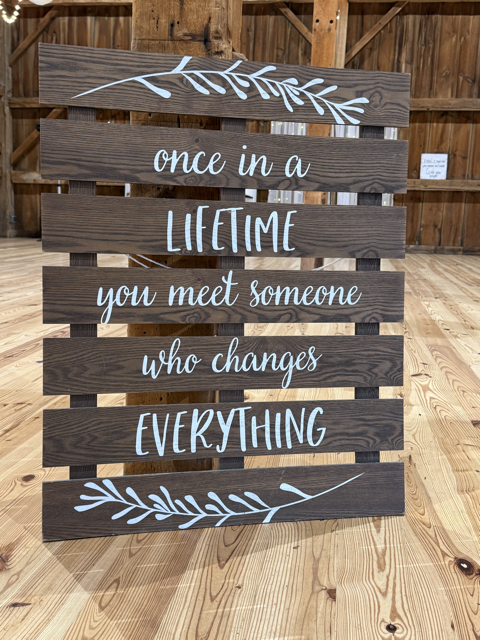 "Once in a lifetime" Sign