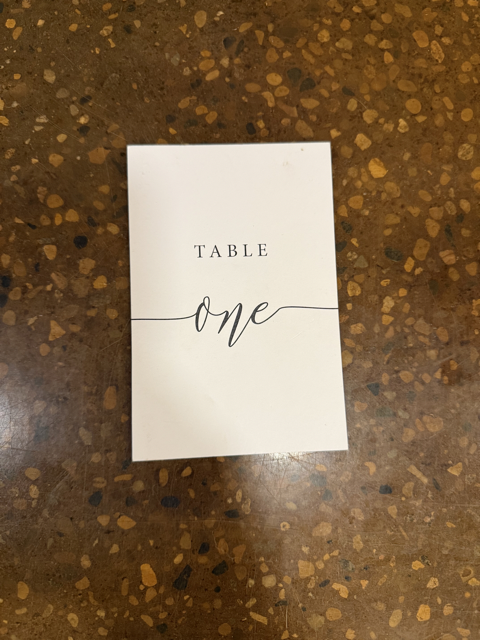 White Table Number Cursive Cards