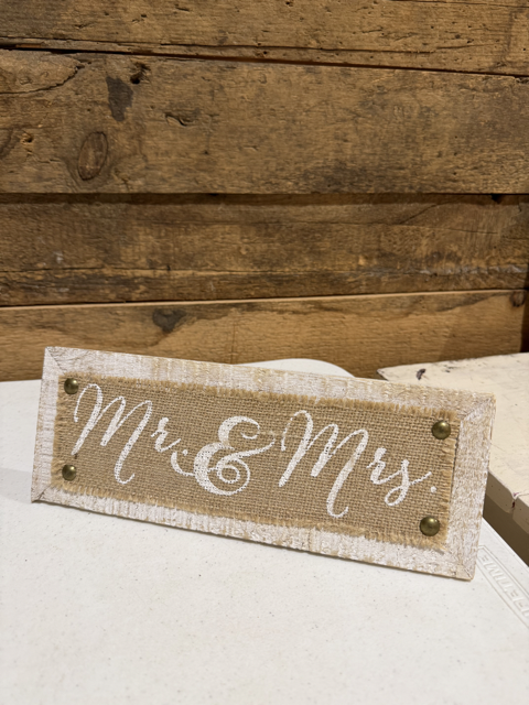 Mr & Mrs Wood Burlap Sign