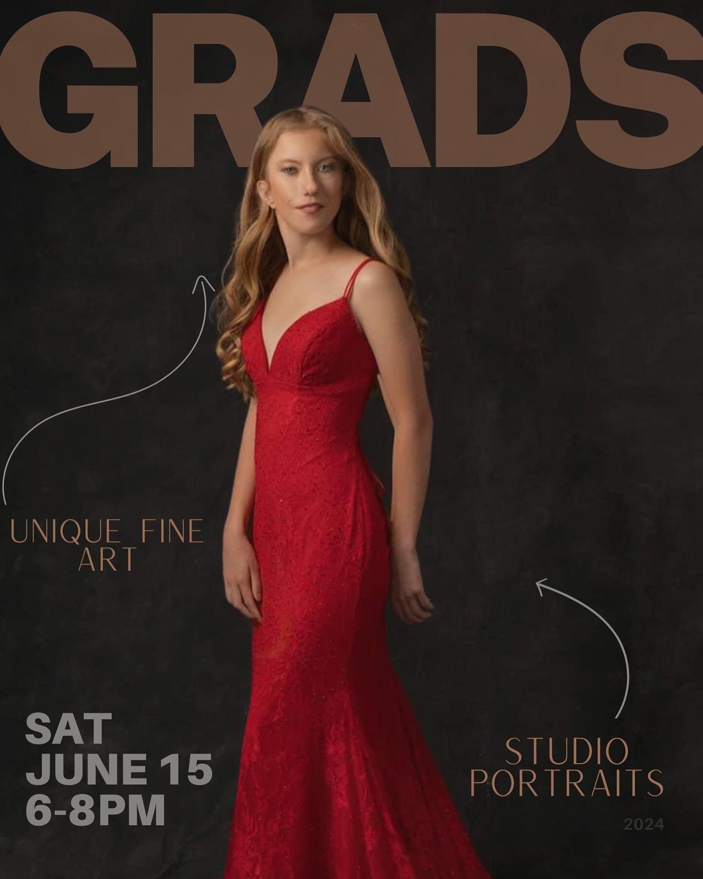 Calling all grads who want some unique fine art images ❤️

Studio drop ins are now available for booking!

✨ Five time slots are available between 6 and 8pm on Saturday June 15✨ 

3 Different packages available with the opportunity to add in your esc