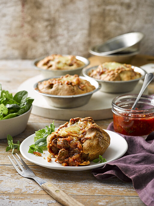 Beef &amp; Cheese Pies with Buckwheat Pastry