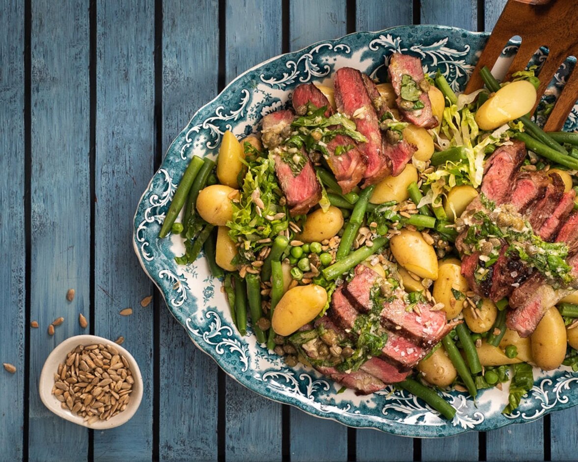 Seared Beef Salad with Basil Mint Dressing