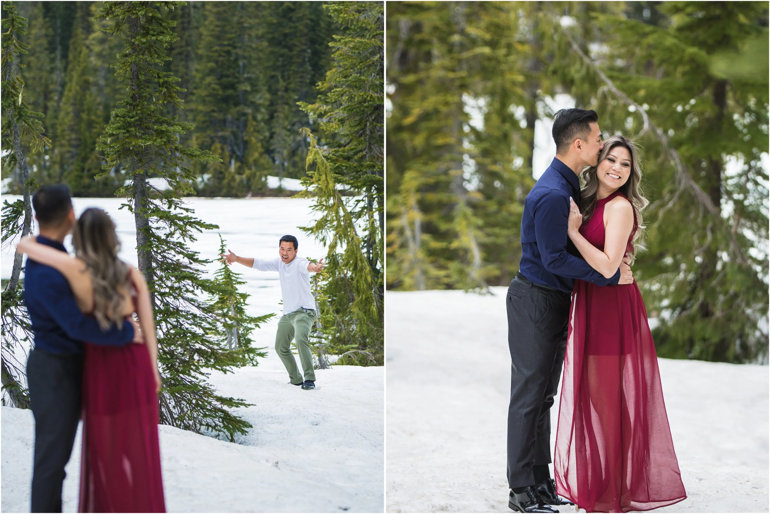 Thien and Eric frequently checked the safety of untouched snow before asking Cindy and Jimmy to venture out there. There were a couple times where they would sink in as deep as our knees.