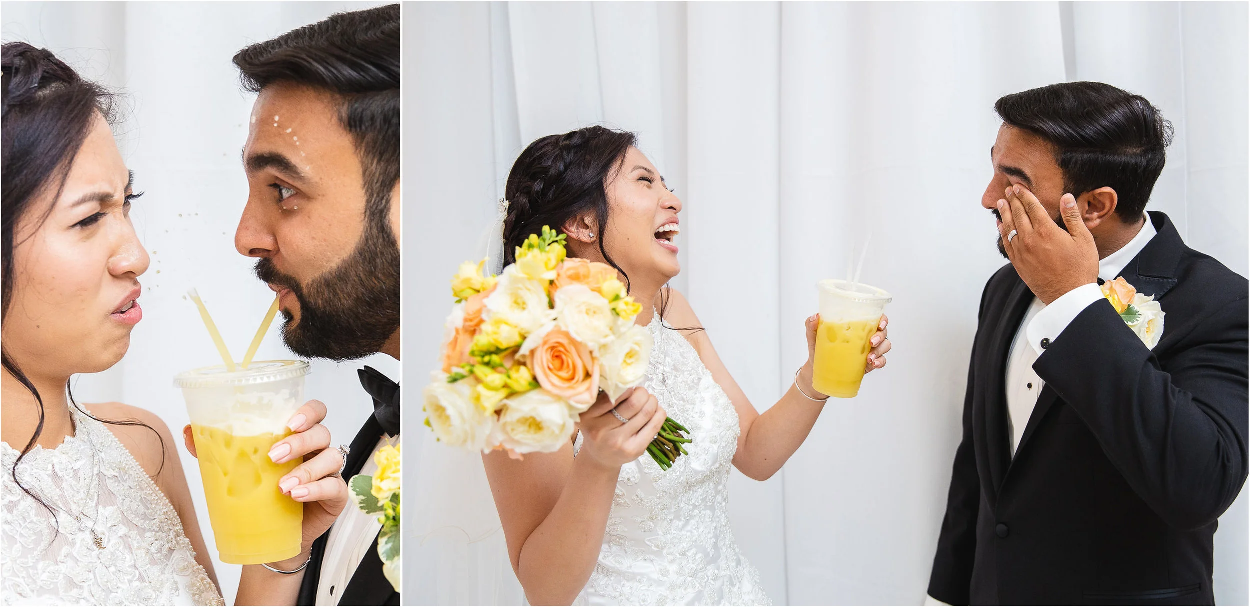 Bonus: Here’s Amanda enjoying a cup of sugar cane drink, but somehow manages to spit it into Baldeep’s face, lol.