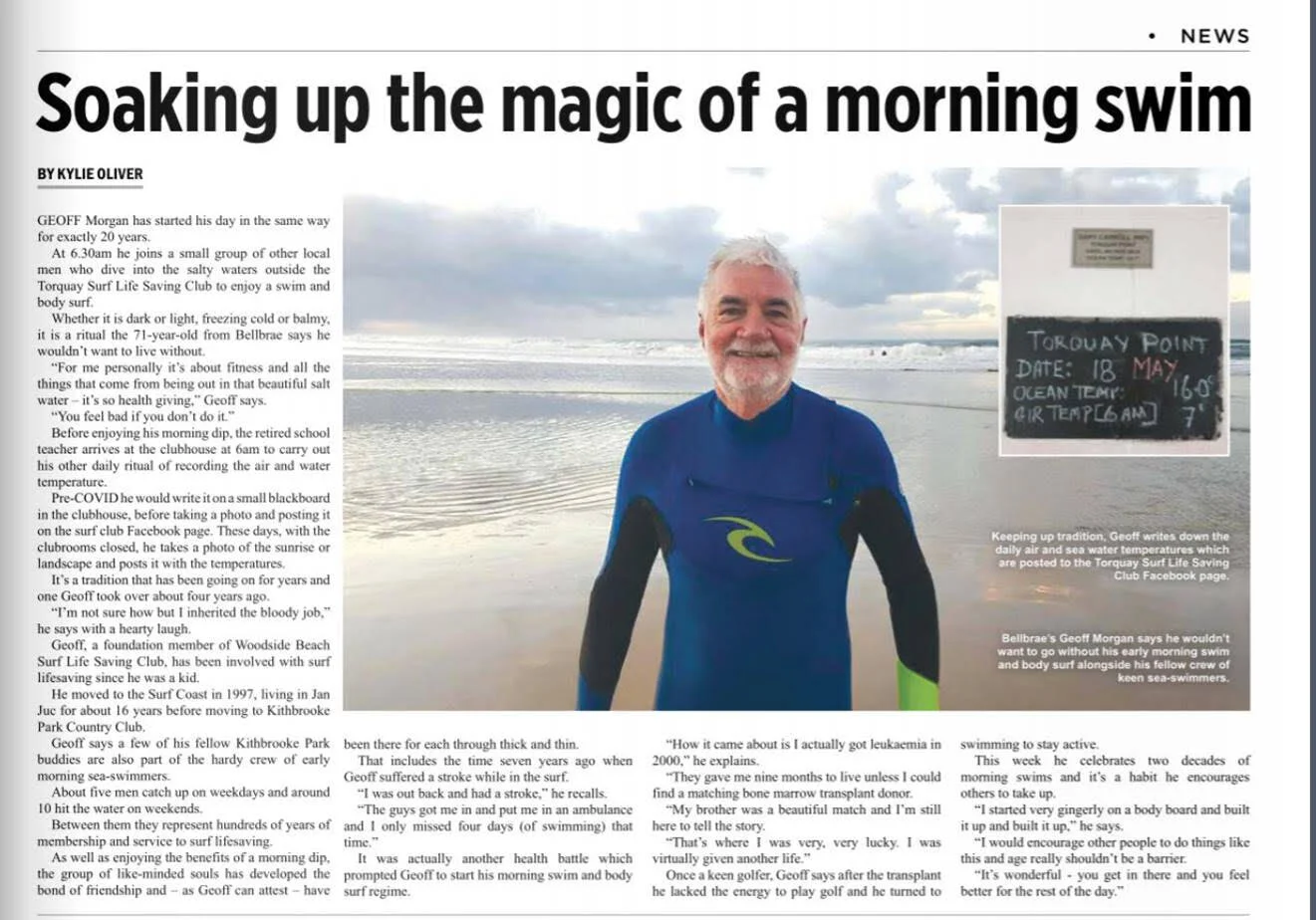 Resident Geoff Morgan on soaking up the magic of a morning swim