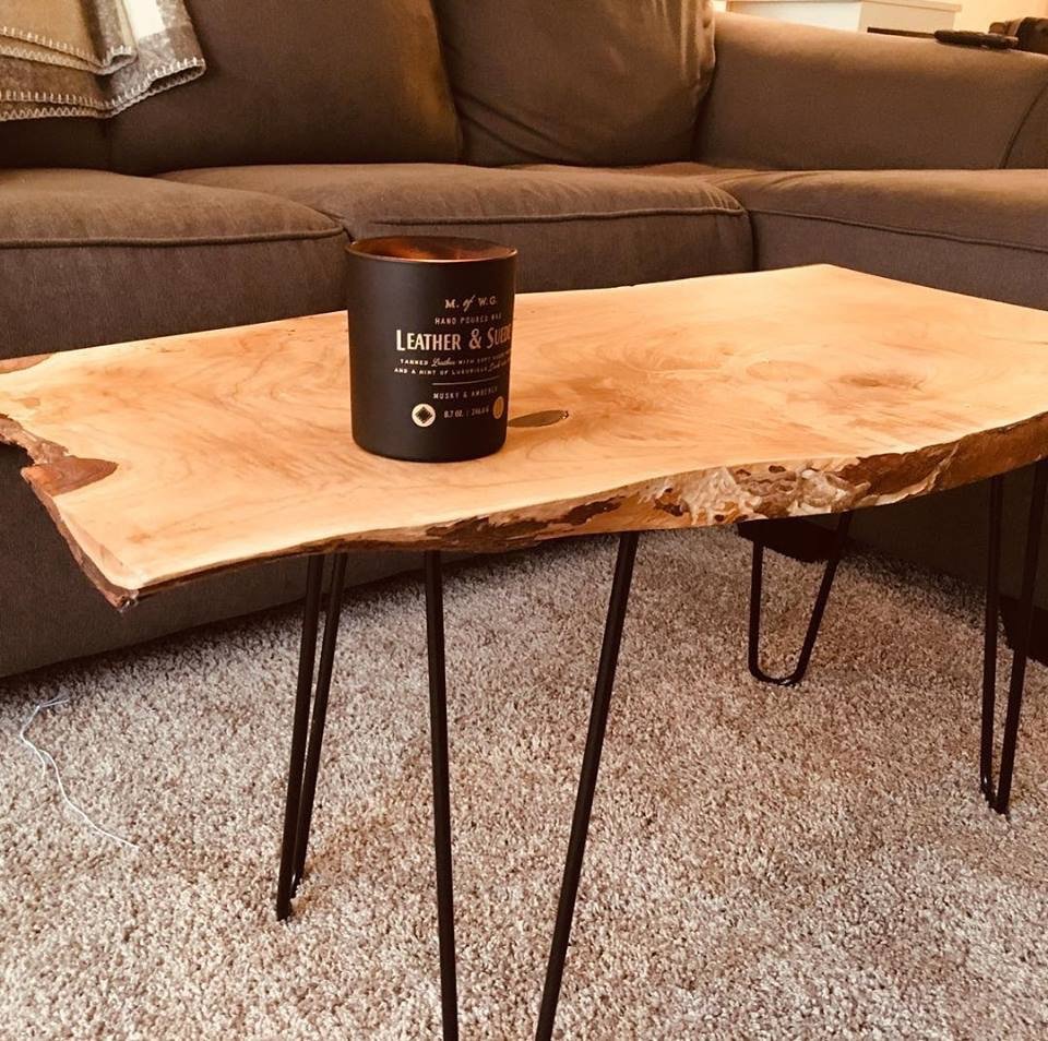 Natural live edge maple coffee table