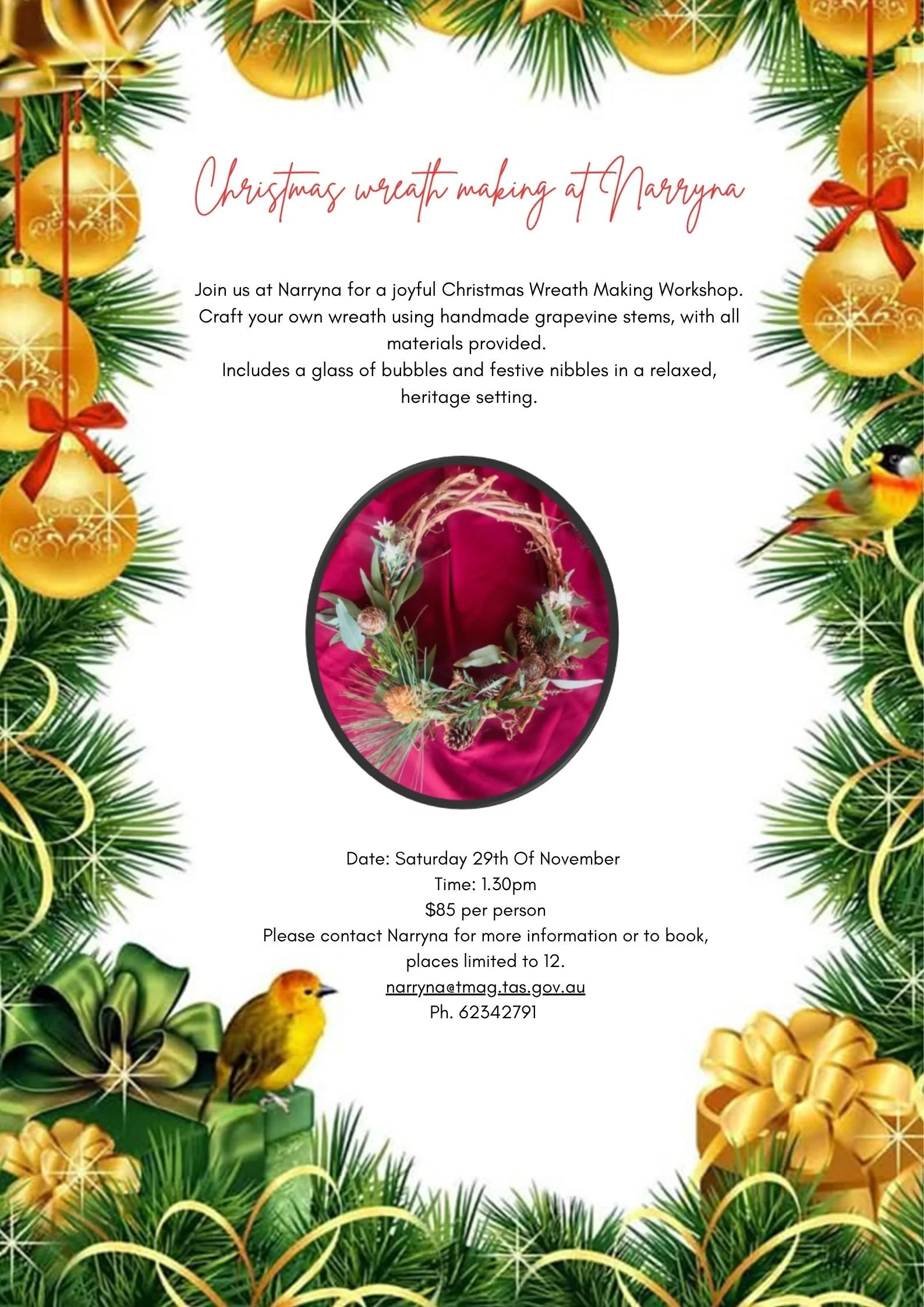 Christmas Wreath Making Workshop 29th November 1.30pm