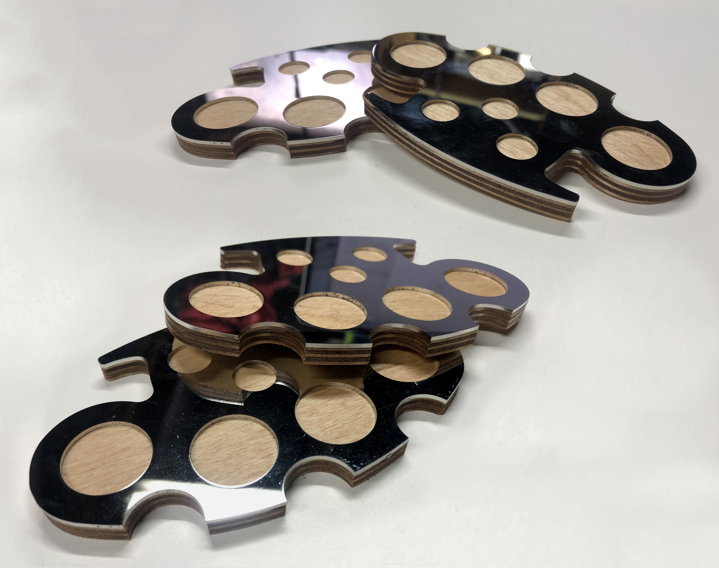 Brass Knuckle Coasters - Polished Stainless Steel (set of 4)