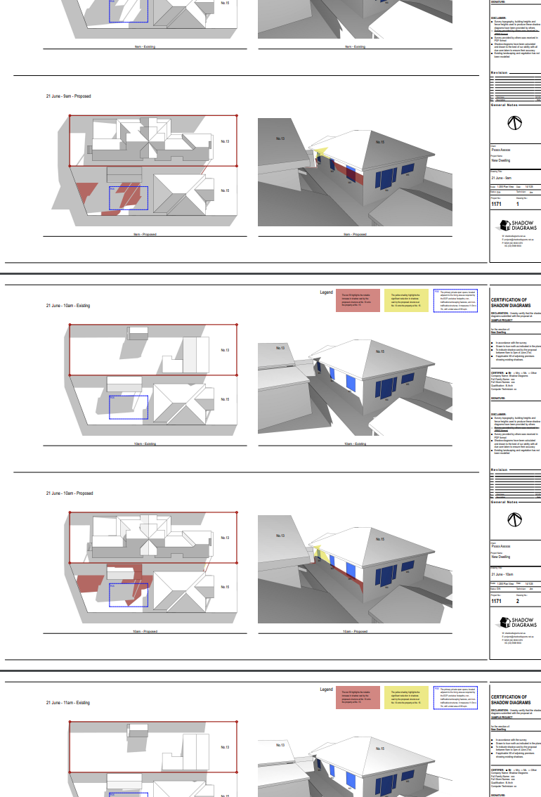 Shadow Diagrams for Development Applications and Complying Development in Sydney, NSW