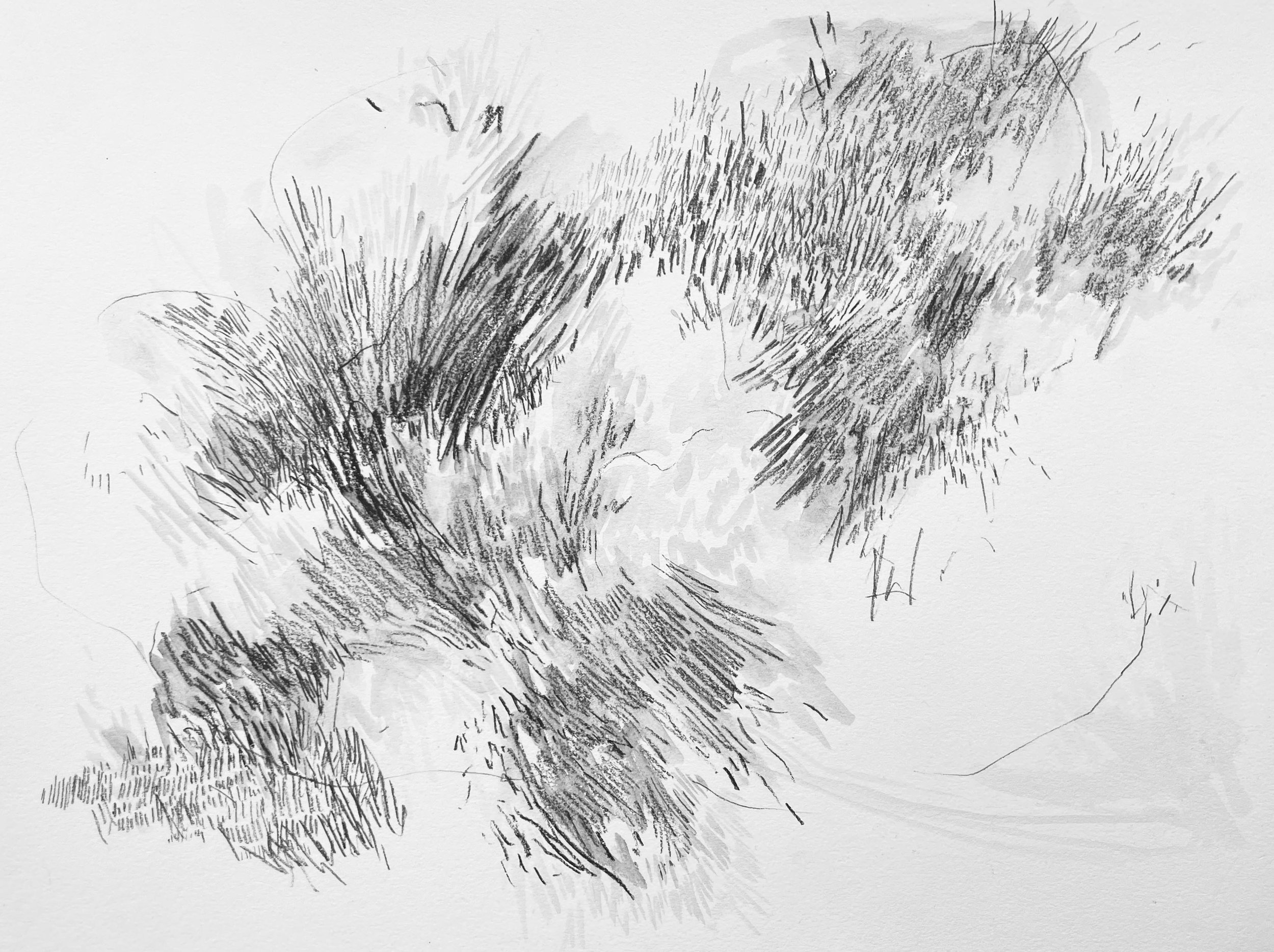 "Ni Aqui, Ni Alla" 2024 | Charcoal, graphite, and watercolor on paper | 11in x 14in