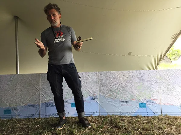 Barry, the race organiser, preps contestants for their next adventure. Photo courtesy Katy Willings.