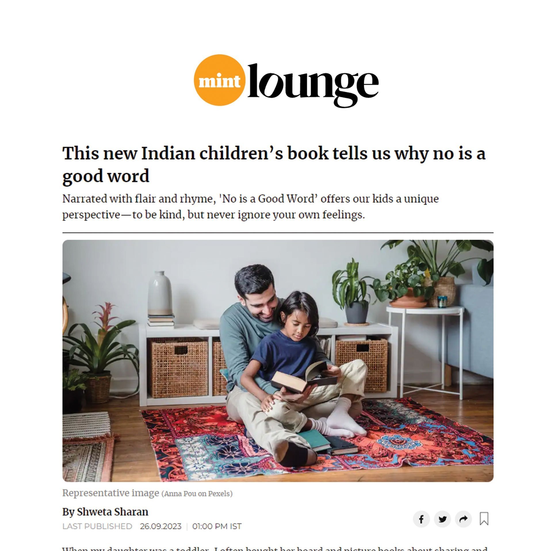 Mint Lounge  |  This new Indian children’s book tells us why no is a good word