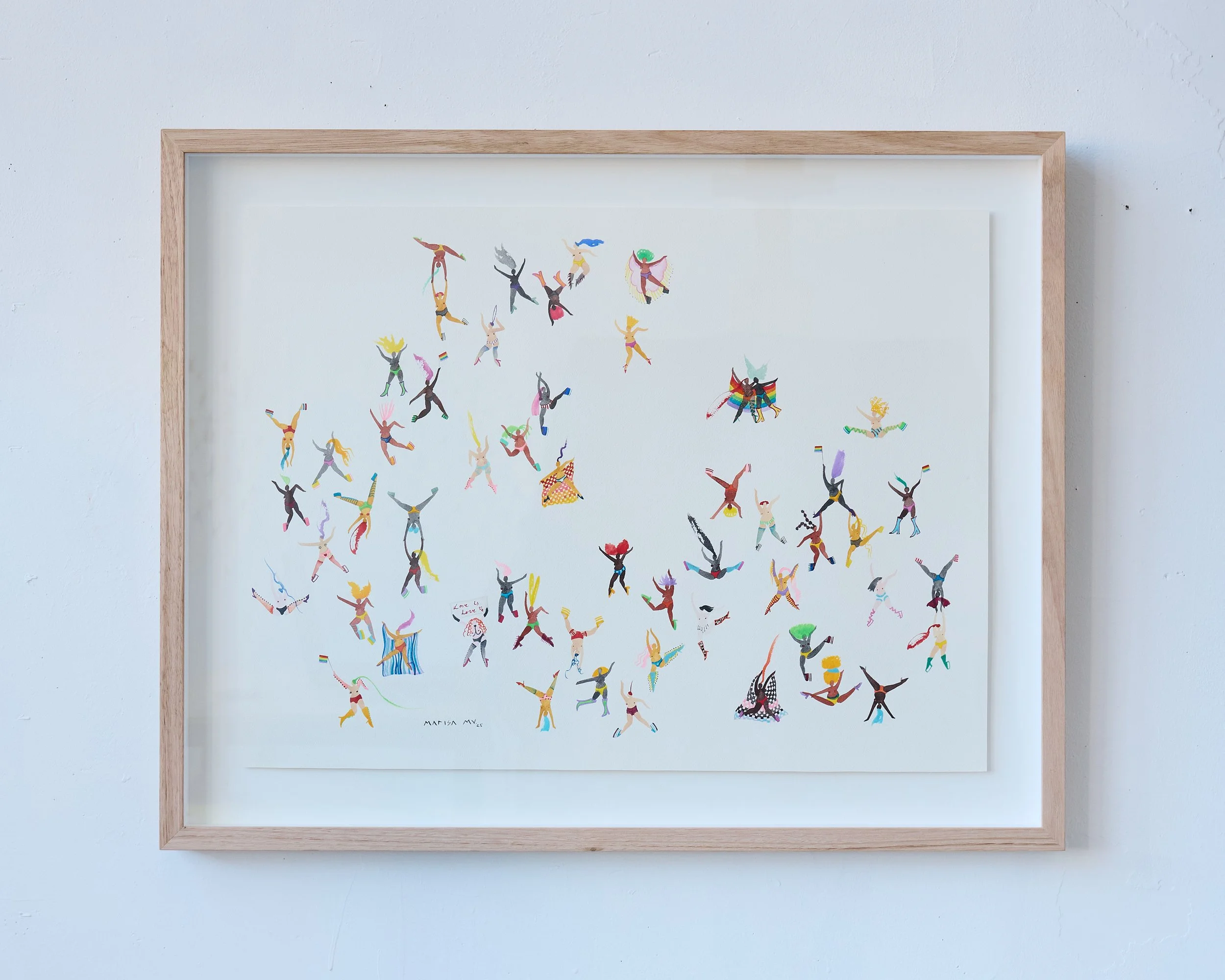 Marisa Mu 'LOVE ABOVE ALL ELSE' , custom framed in Tasmanian Oak, 28.7" x 22.8"