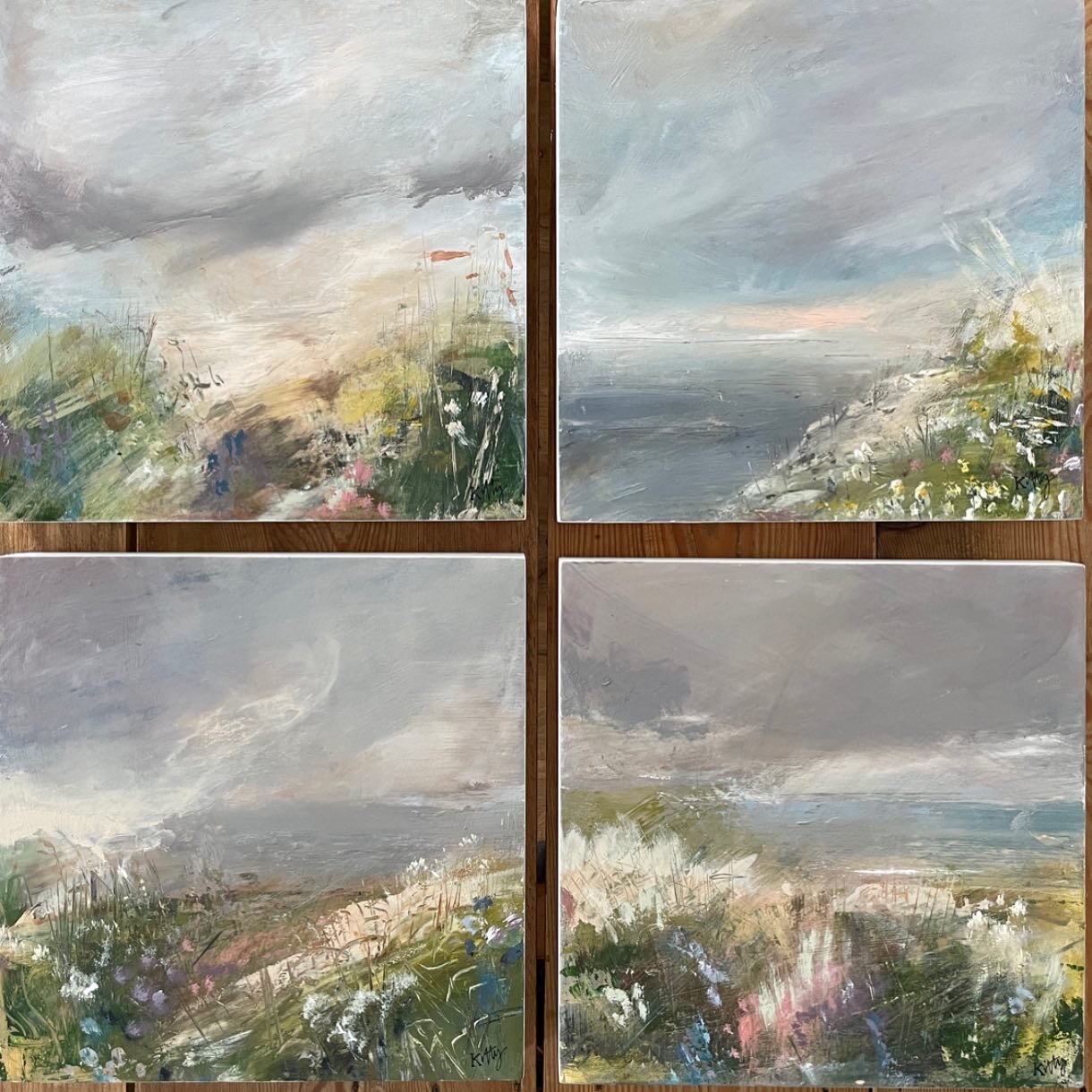 Four brand NEW paintings off to @neptunehove @neptunehomeofficial ready for this Saturdays exhibition! These 30 x 30 cm squares and lots more of my larger canvases will be on display and available to purchase from Saturday.

It would be so lovely to 
