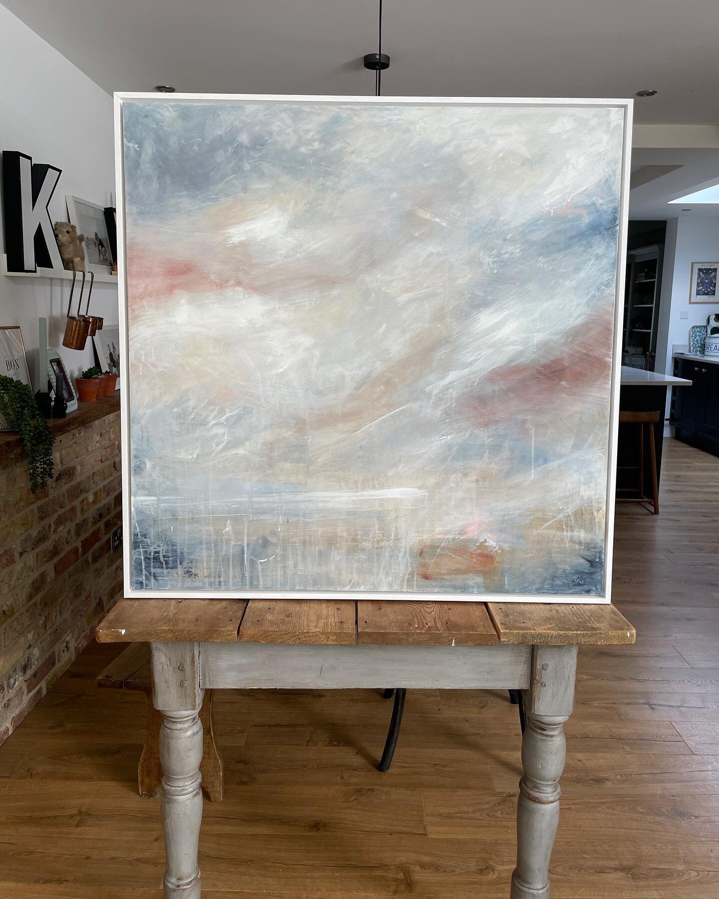 From kitchen table to @neptunehove showroom! 

So honoured to have this gorgeous setting to showcase my artwork! It will be on the walls all this week if you&rsquo;d like to see it in person. This big framed piece is still available and looking for a