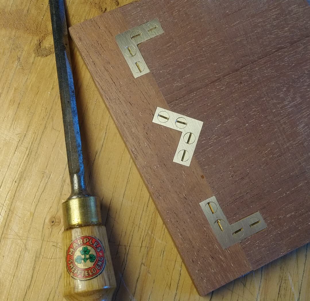 Traditional brass camera binding... Behind the scenes working on a practice piece a little while ago! Let me know if you like this BTS stuff and I will be sure to include more. #lensboard #lenspanel #woodenlensboard #mahogany #customlensboard #wetpla