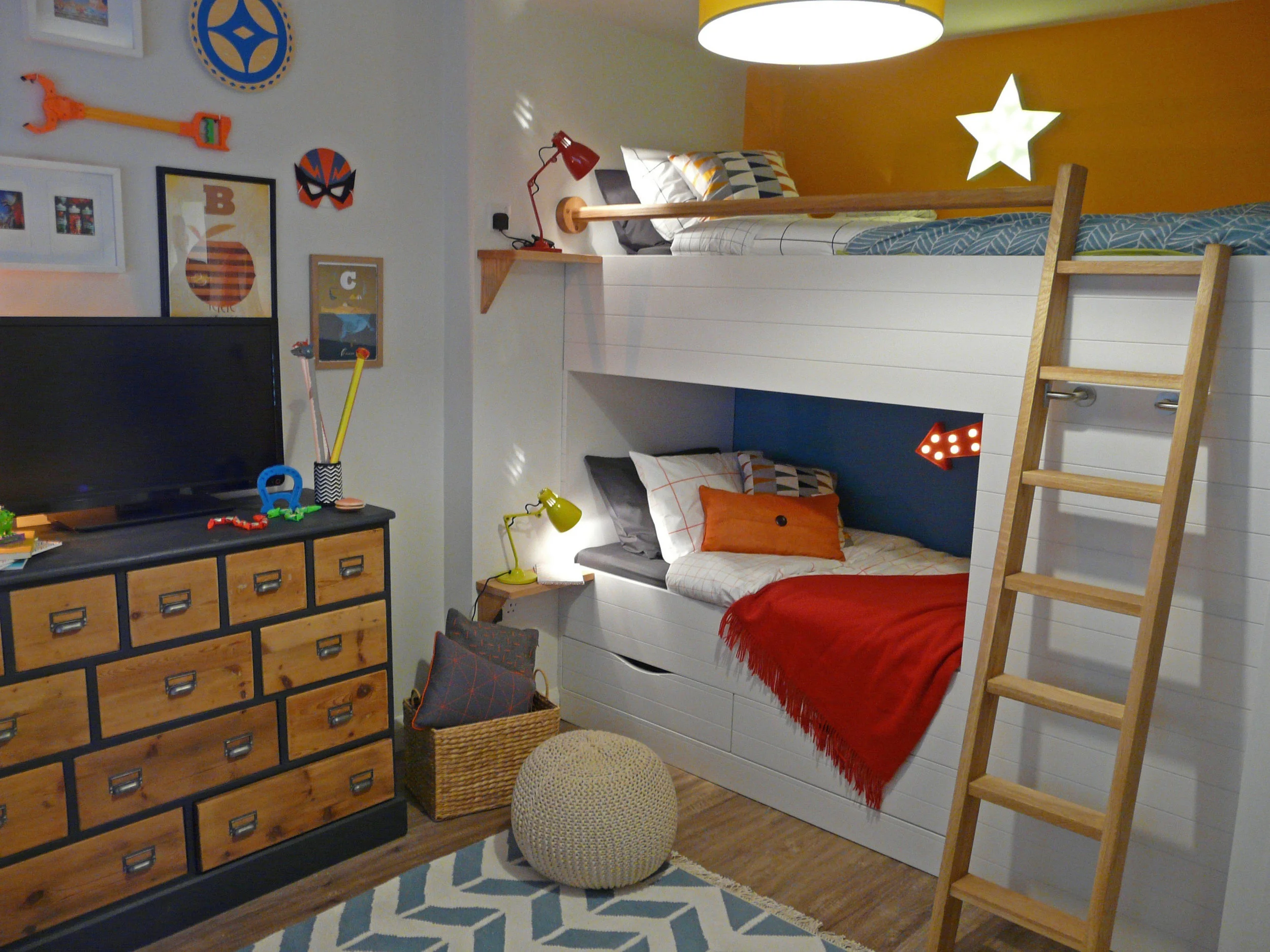 White tongue and groove bunk bed
