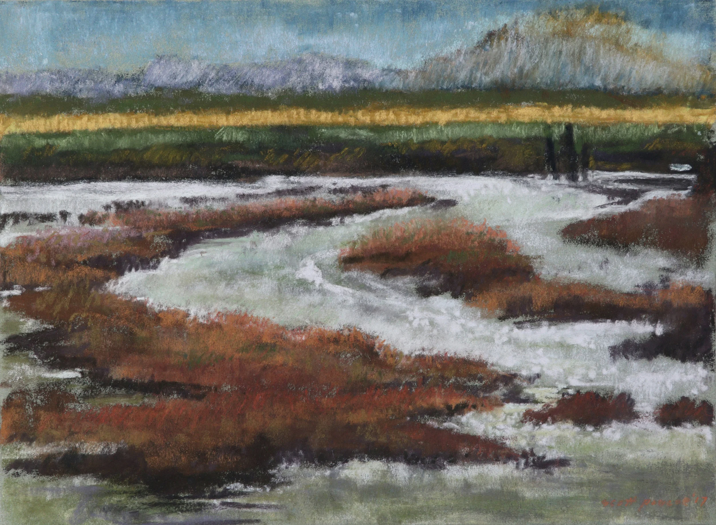 Skagit Slough Outgoing Tide 12x16 Soft Pastel