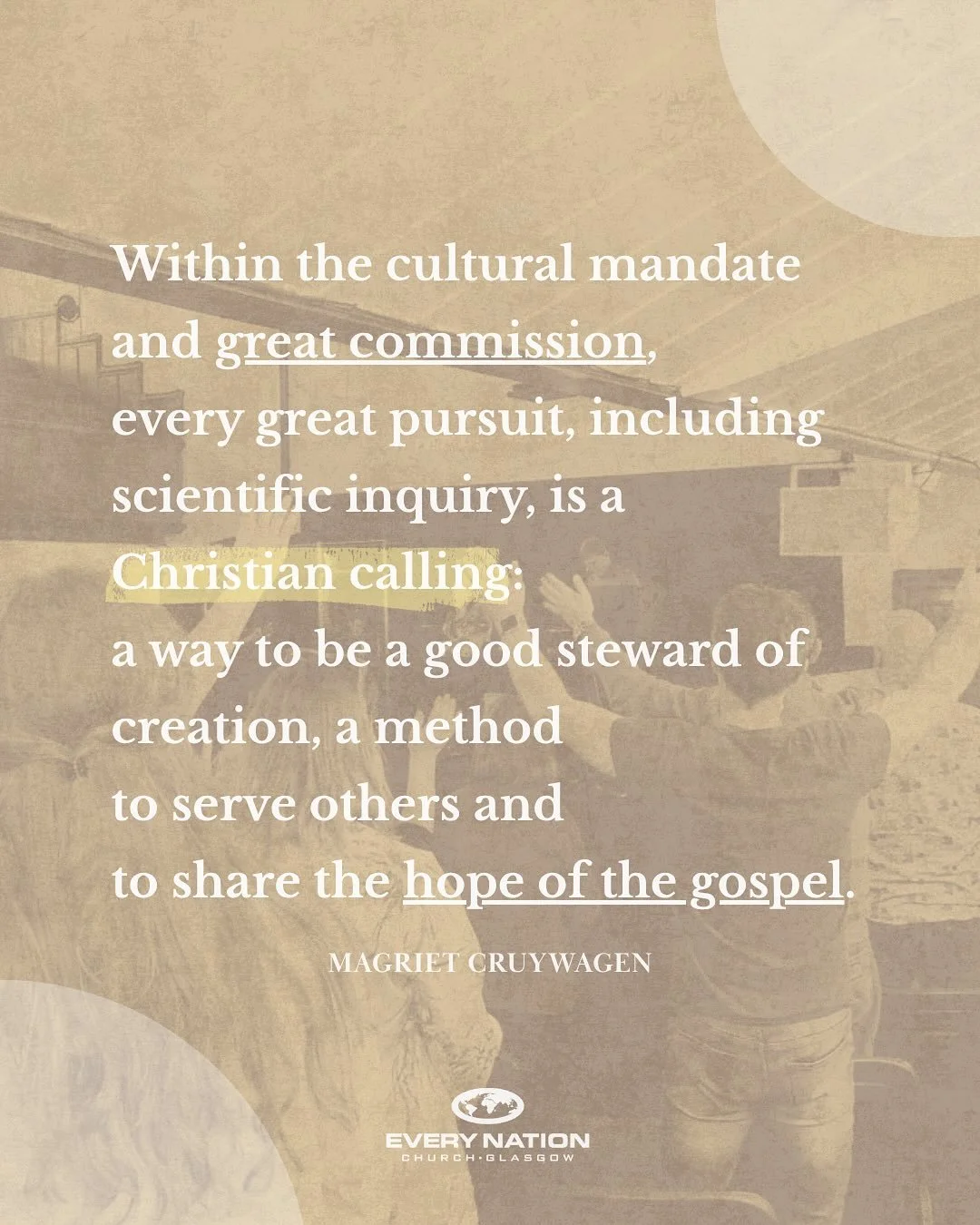 We heard a great sermon from Mags last Sunday for week three of &ldquo;Jesus-Shaped World&rdquo; 🙌🏻

The full preaching on 1 Peter 2:9 and 2 Corinthians 4:6-7 is out now on Every Nation Glasgow channels!