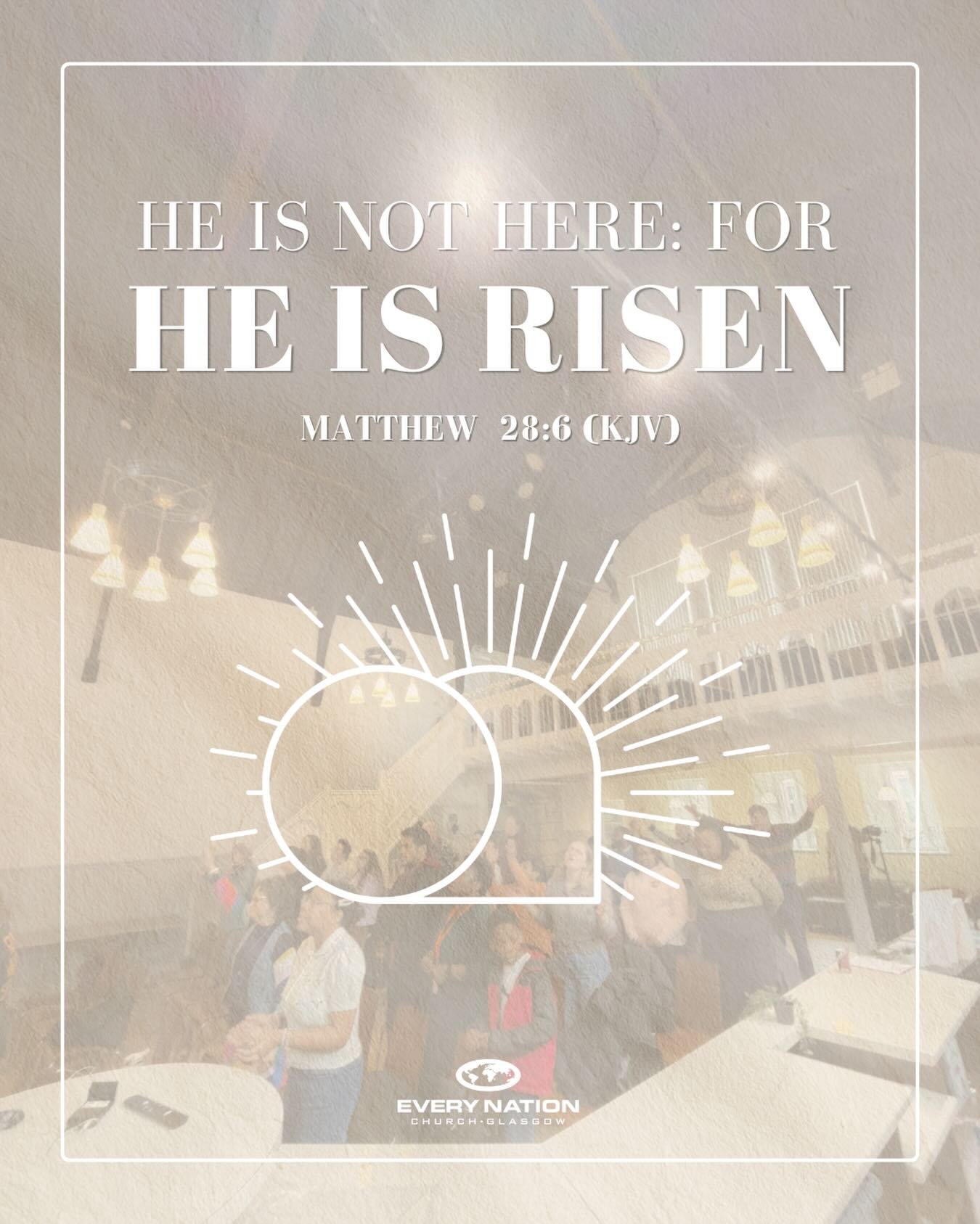 Jesus our King is alive, and He&rsquo;s taken away our sins! ☀️

Happy Resurrection Sunday! Come celebrate Easter with us at 11AM 👋

📍Pollockshaws Burgh Hall, G43 1NE (today only)