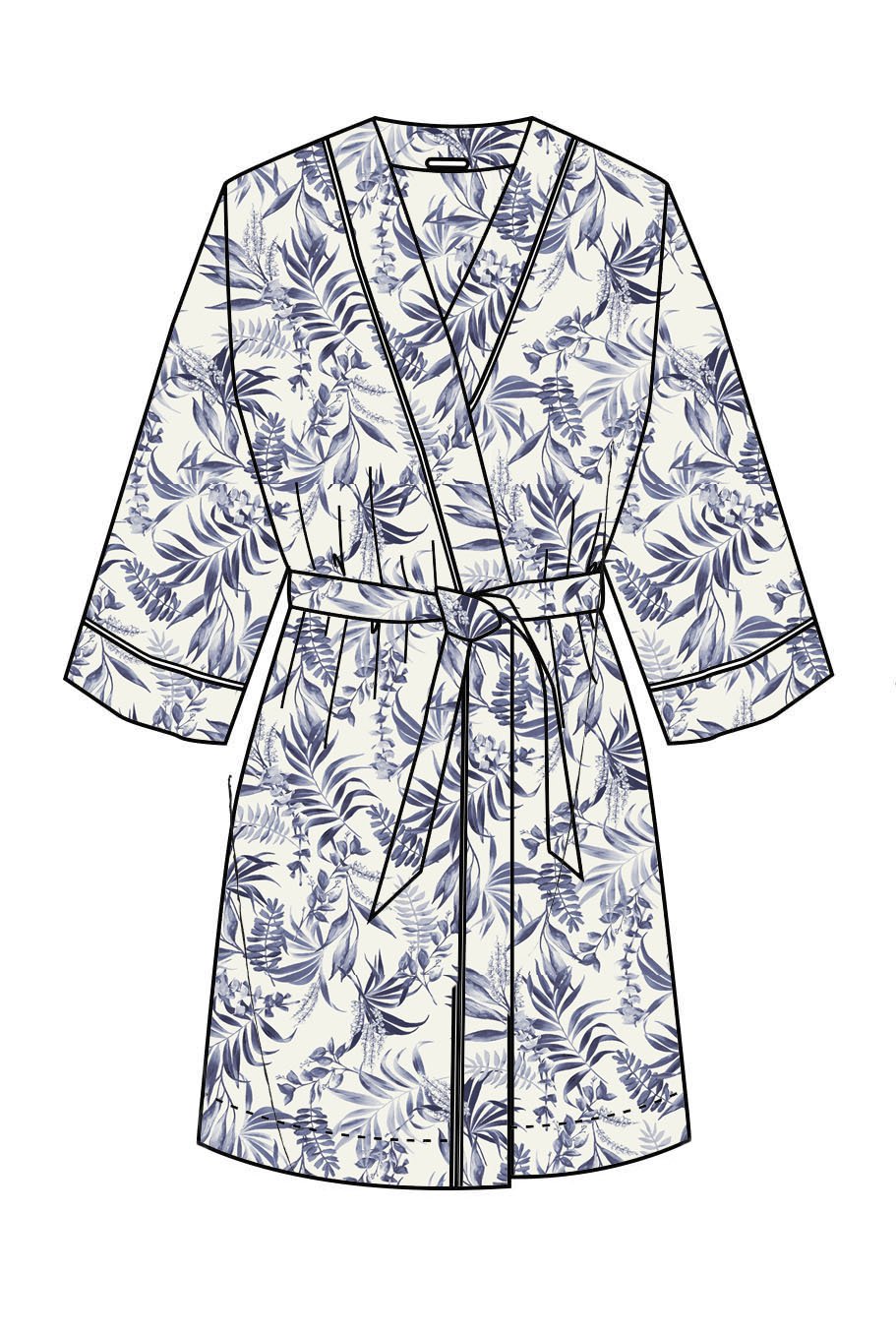 COMING SOON Organic Cotton 3/4 Sleeve Short Robe - Ink