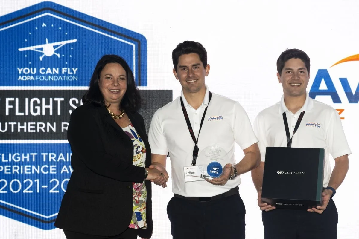 Receiving the AOPA best flight school in the southern region award.