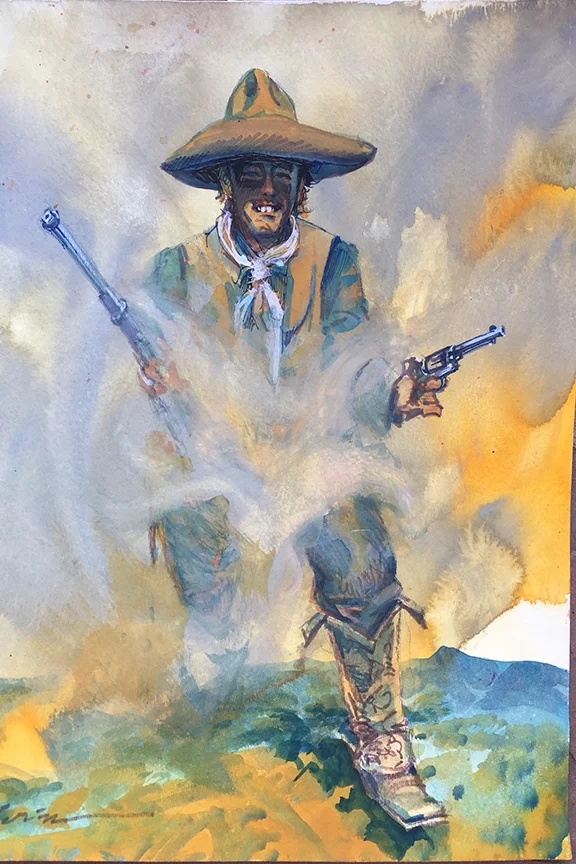 The Kid In Turbulent Skies, original gouache painting, 15"h x 11"w PRICE: $525