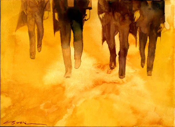 The Walkdown #5, original gouache painting, 11 x 15, $525
