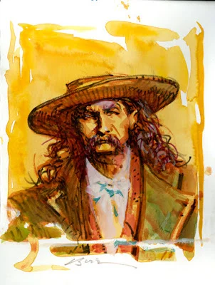 Wild Bill Study, original gouache painting, 12"h x 9"w PRICE: $400